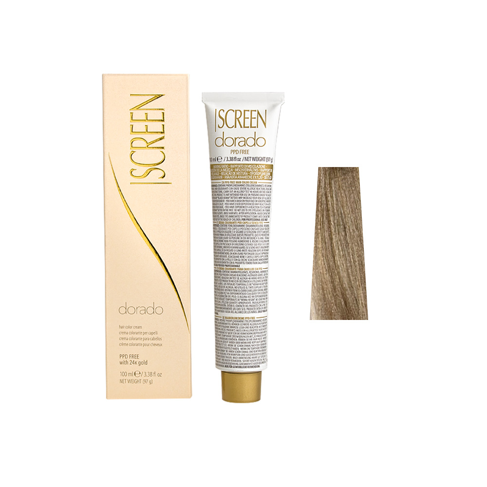 Крем-фарба для волосся перманентна з 24-каратним золотом SCREEN Dorado 10C (10.1) Ash Ultra Light Вlonde, 100 ml - 1